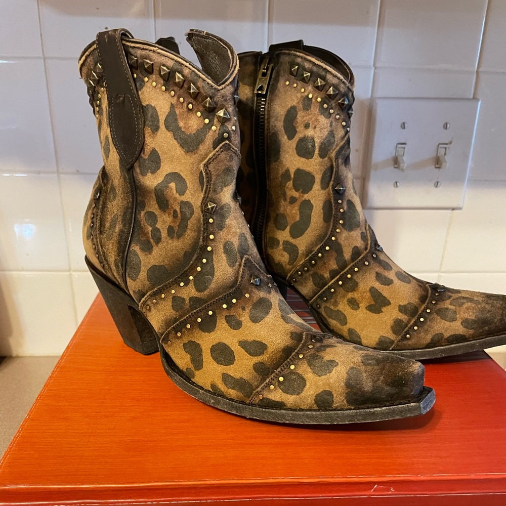 For Sale NWOT Old Gringo Natasha Low Mustard/Leopard Boots Size 8.5B